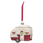 m. lynne designs red and white camper ornament
