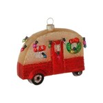 m. lynne designs red camper with lights glass ornament