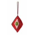 m. lynne designs red diamond geometric wool felt ornament