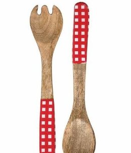 available at m. lynne designs red gingham handles mango wood salad servers