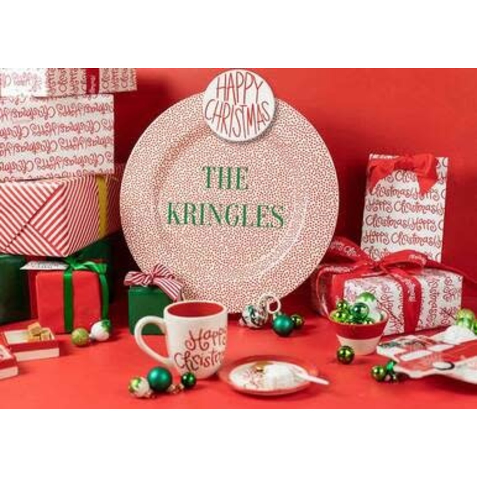 happy everything red small dot big entertaining platter