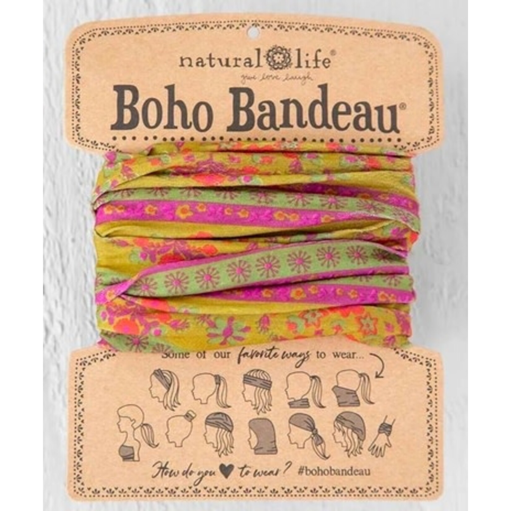 natural life red & pink flower medallion boho bandeau
