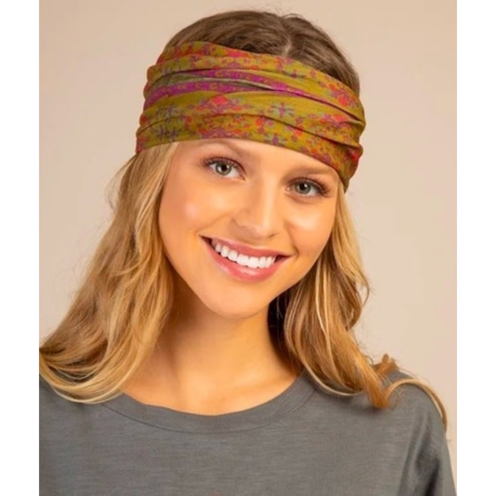 natural life red & pink flower medallion boho bandeau