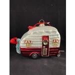 m. lynne designs red & white camper trailer ornament