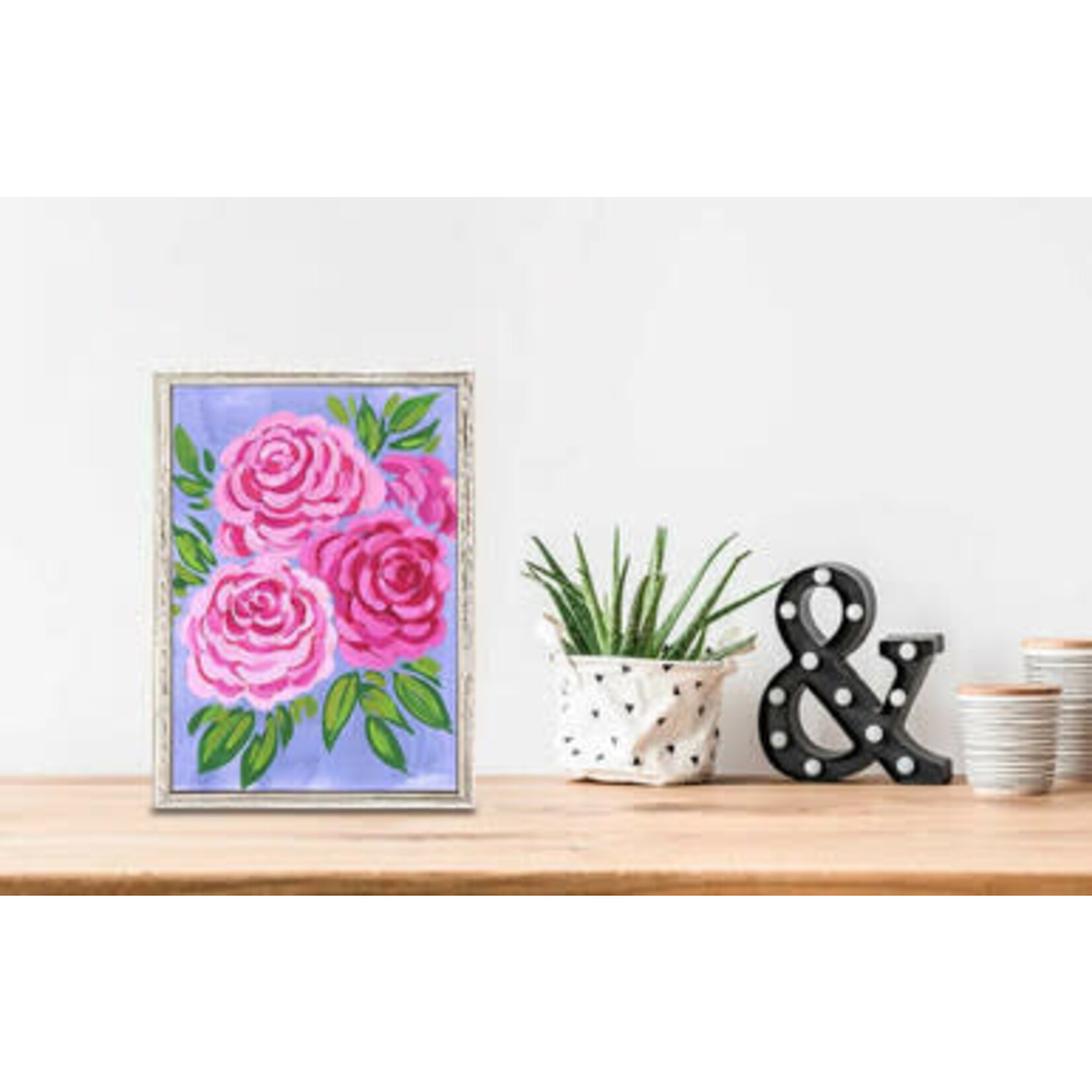 m. lynne designs rose framed canvas