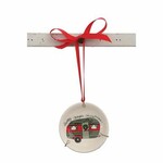 m. lynne designs round ceramic happy camper ornament