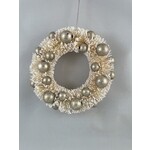 m. lynne designs round bottlebrush wreath with silver ornament