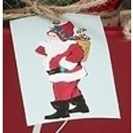 m. lynne designs santa tea towel with aqua background
