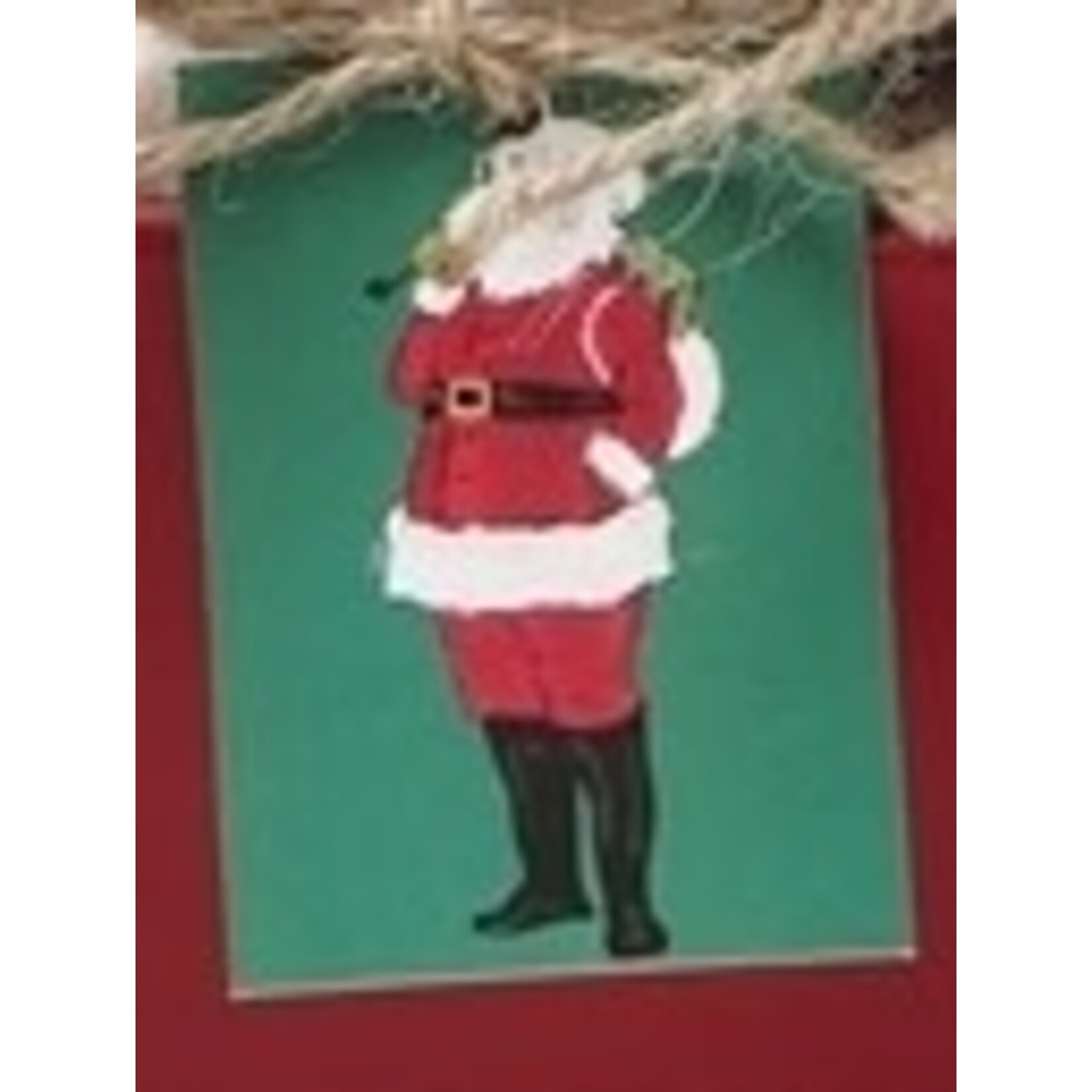 m. lynne designs santa tea towel with dark green  background
