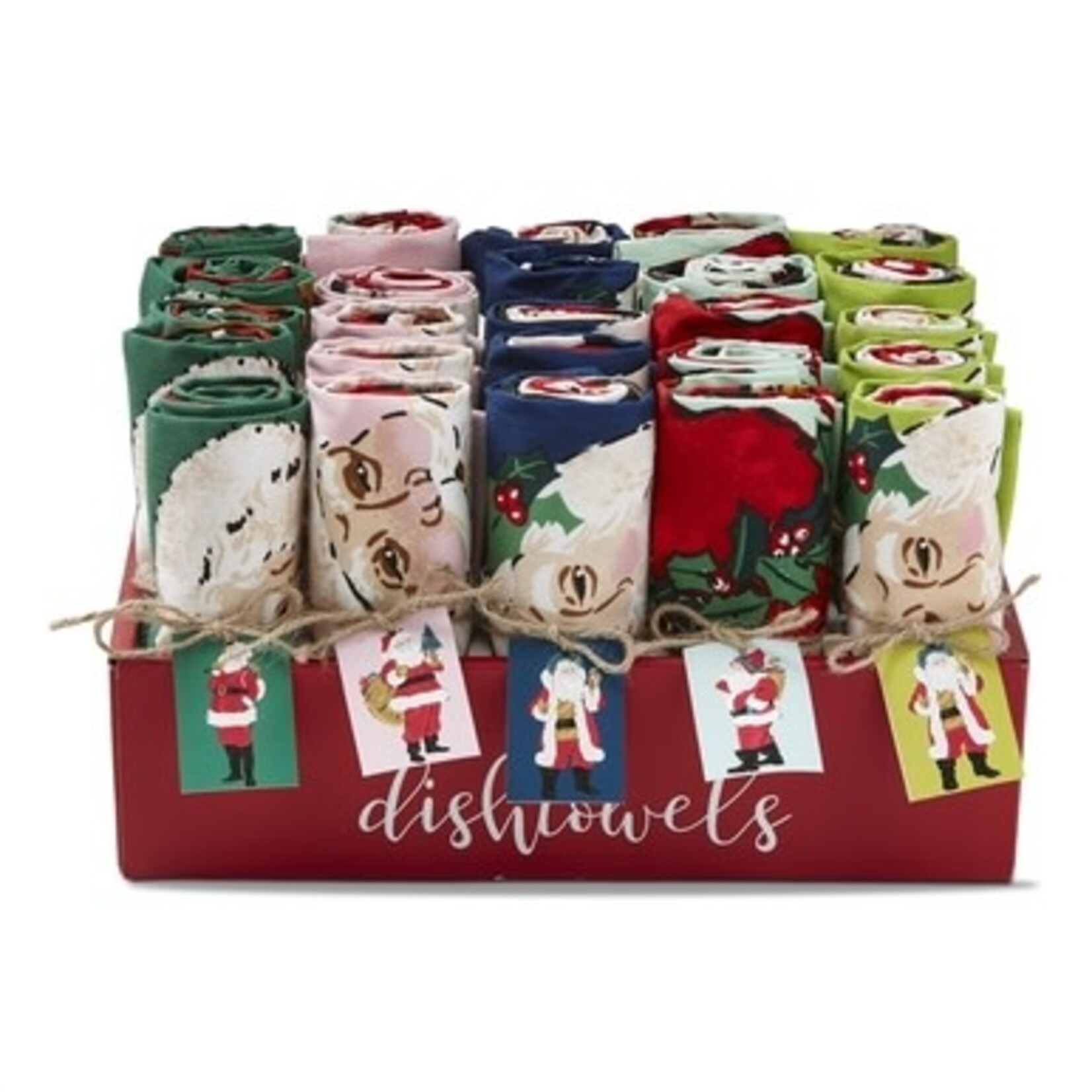 m. lynne designs santa tea towel with navy background