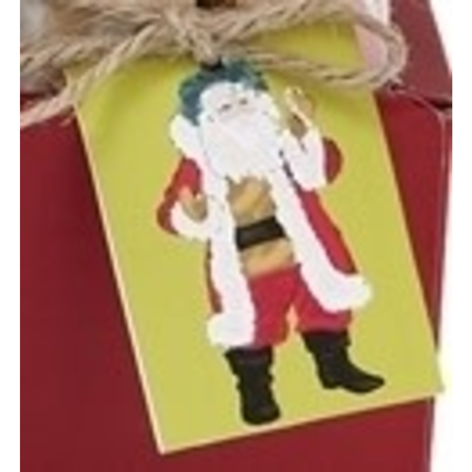 m. lynne designs santa tea towel with lime green background