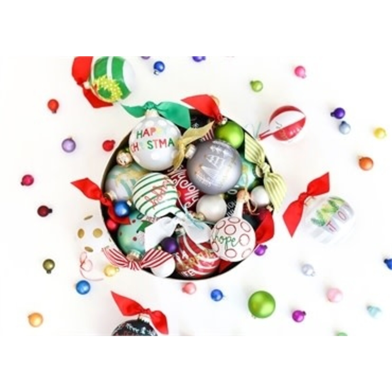 coton colors season's greetings white trees glass ornament