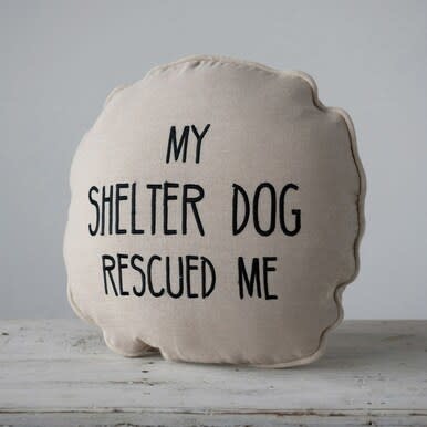 available at m. lynne designs Shelter Dog Rescued Pillow