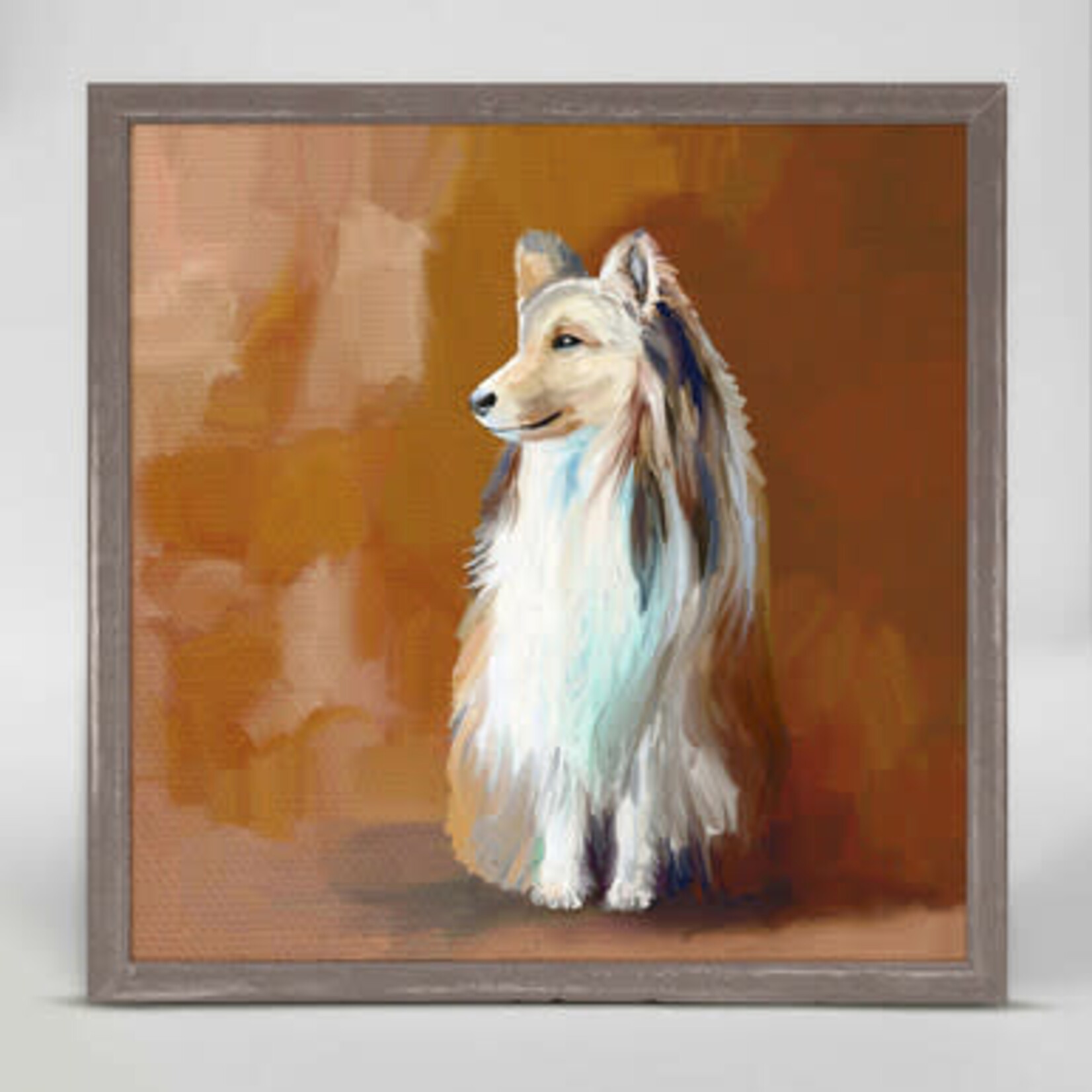 m. lynne designs shetland sheepdog framed canvas