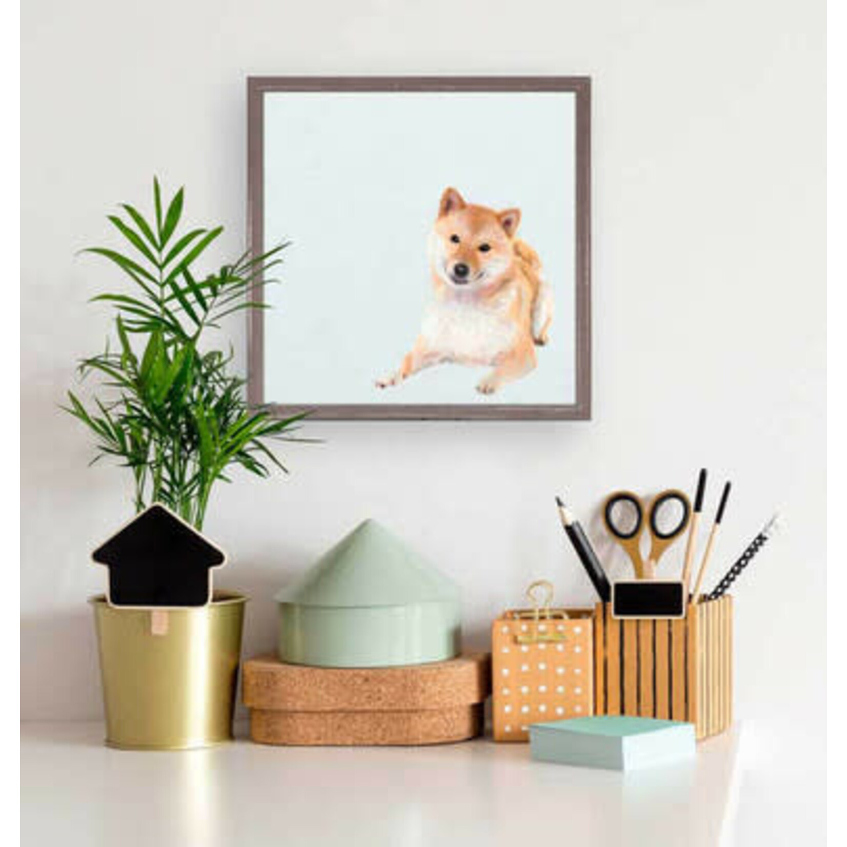 m. lynne designs shiba framed canvas