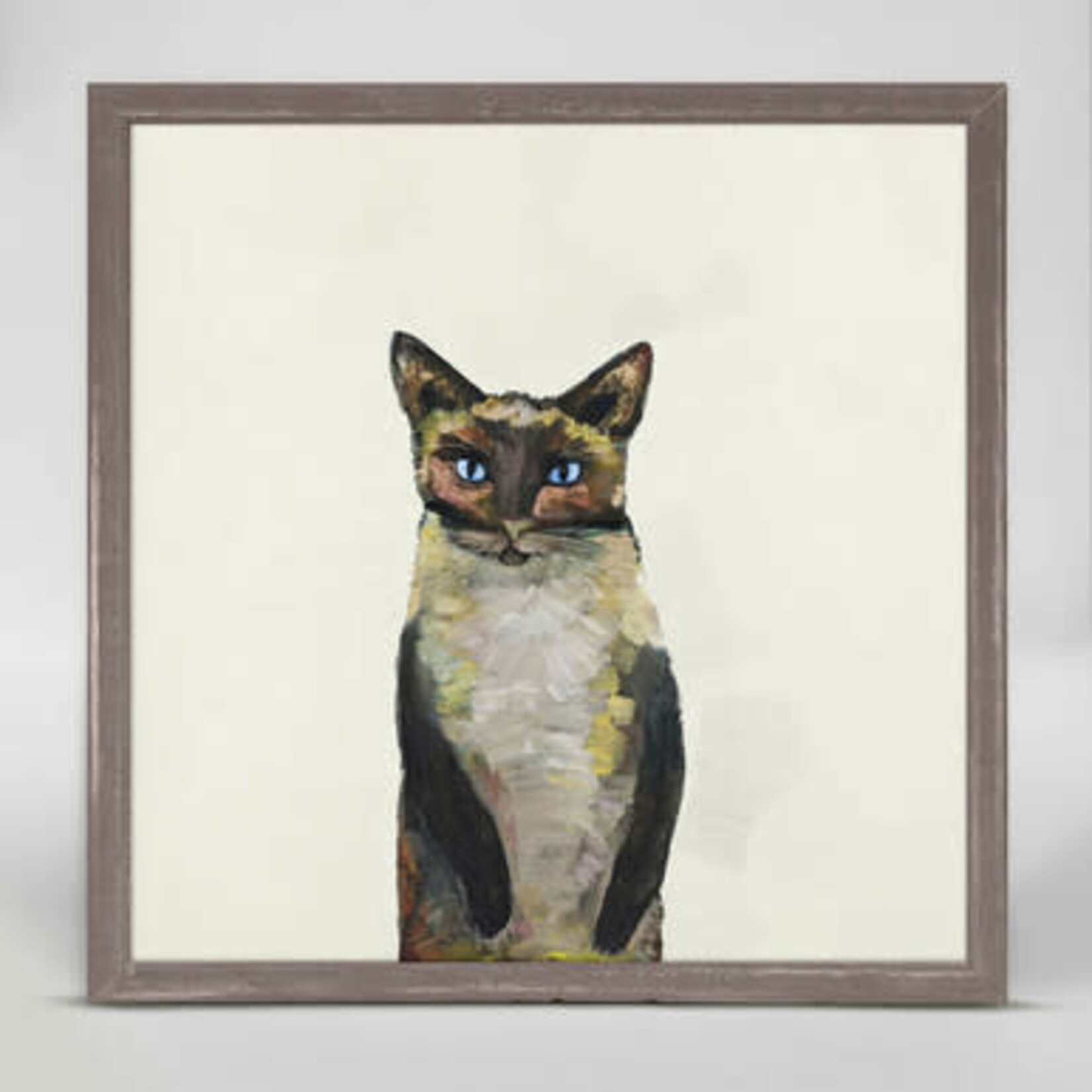 m. lynne designs siamese cat on cream framed canvas