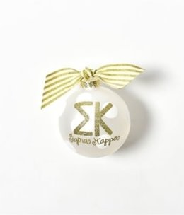 coton colors Sigma Kappa Gold Glitter Glass Ornament
