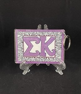 available at m. lynne designs Sigma Kappa Zebra Keychain
