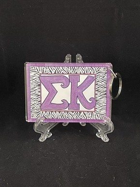 available at m. lynne designs Sigma Kappa Zebra Keychain