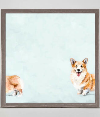 available at m. lynne designs Silly Corgi Framed Canvas
