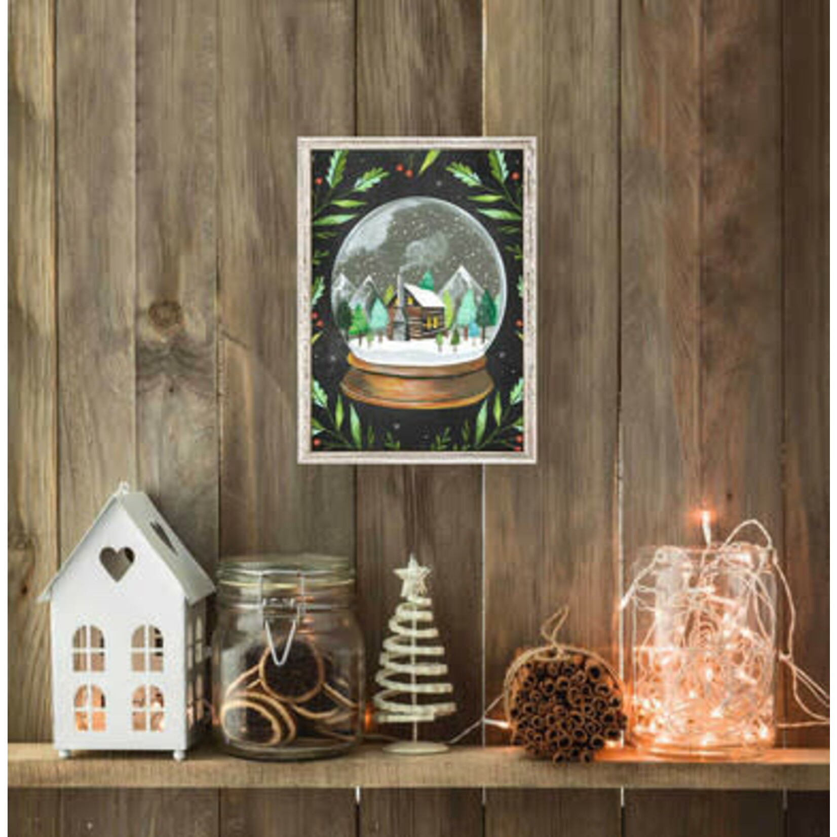 m. lynne designs snow globe framed canvas