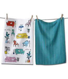 available at m. lynne designs Spoiled Cats Dishtowel Set of Two