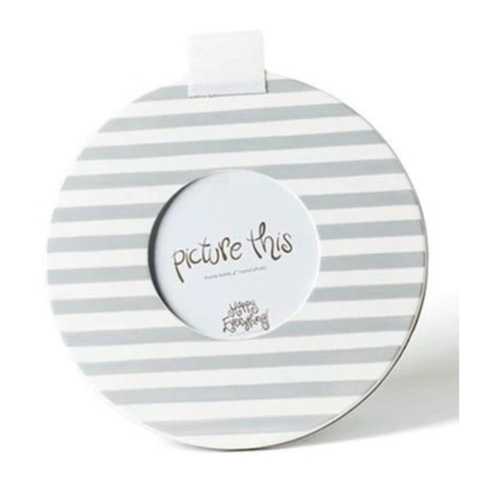 happy everything stone medium stripe round picture frame
