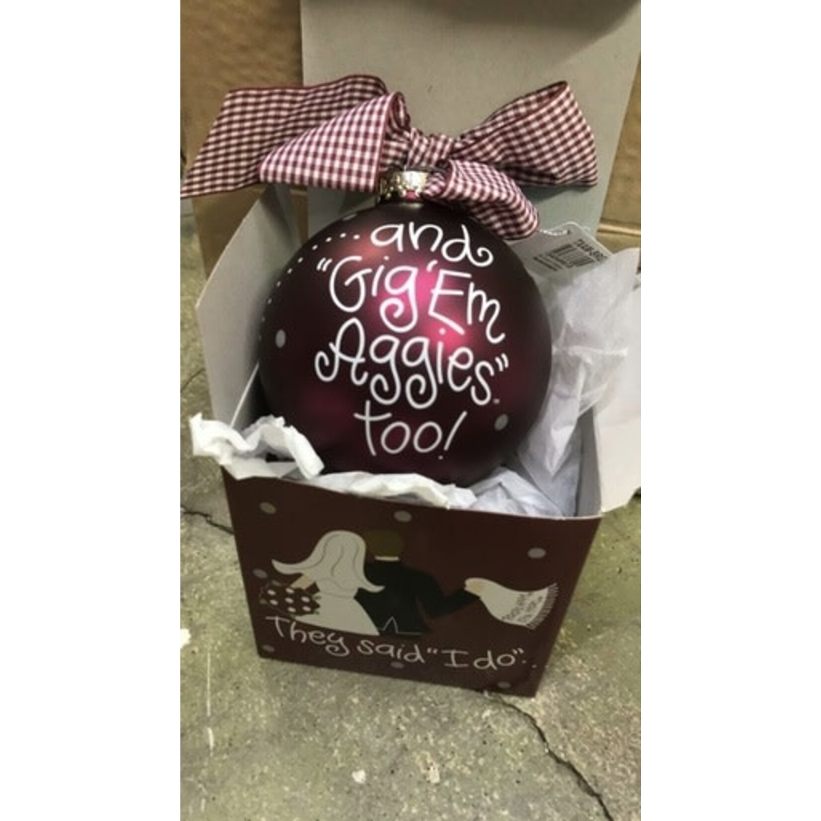coton colors texas a&m bride and groom glass ornament