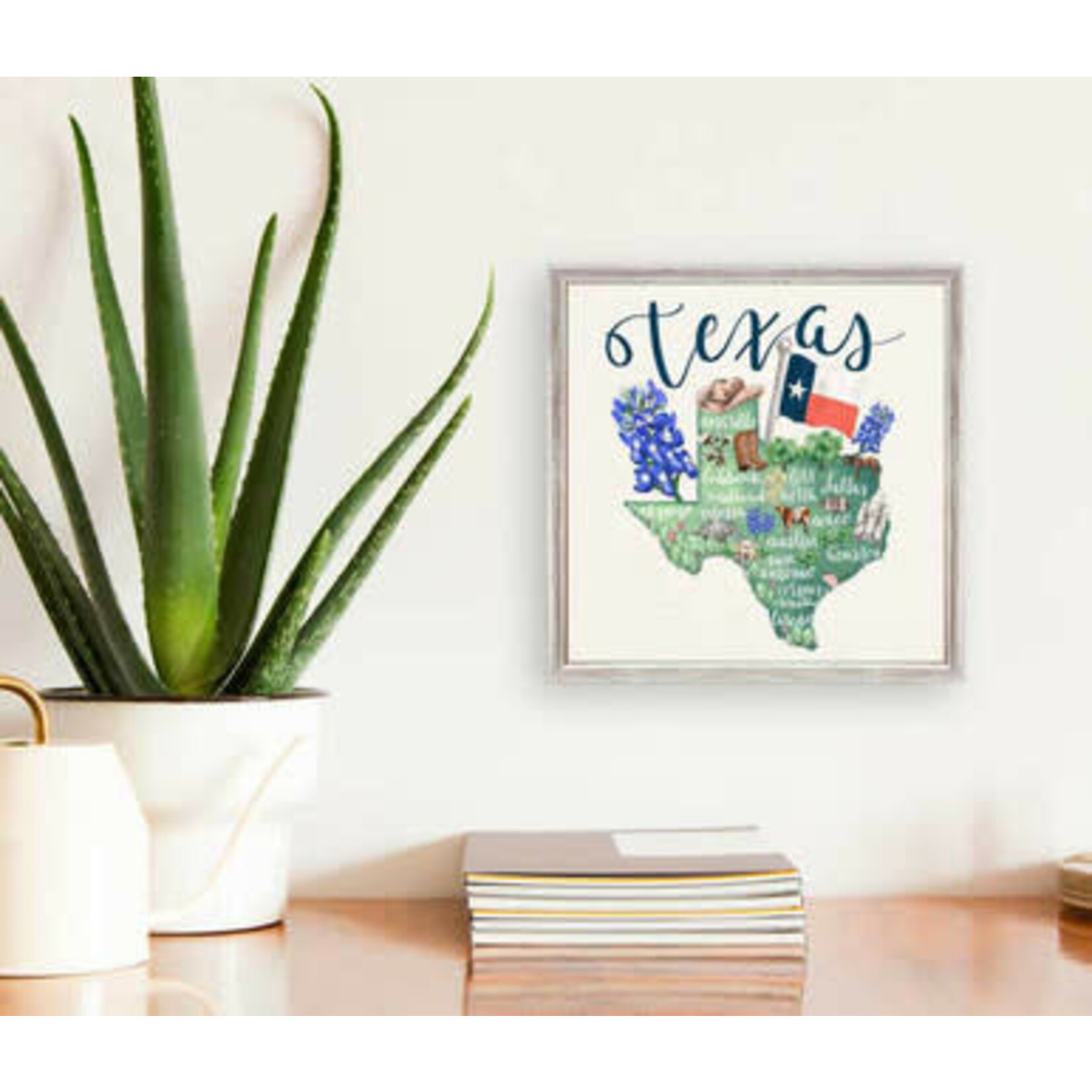 m. lynne designs texas state map framed canvas
