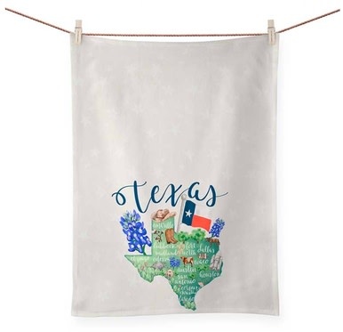 available at m. lynne designs Texas State Map Tea Towel