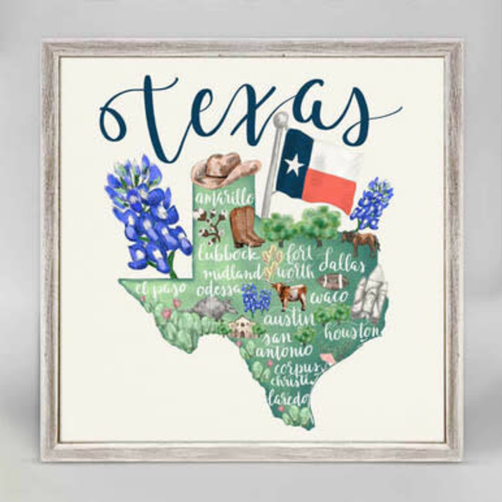 m. lynne designs texas state map framed canvas