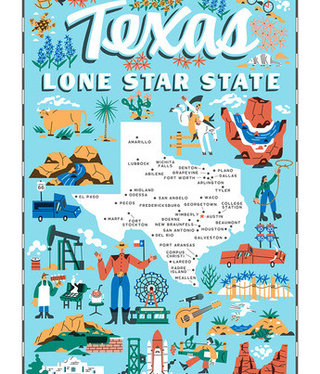 available at m. lynne designs Texas Vertical Icons Tea Towel