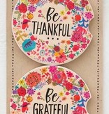 natural life Thankful Grateful Set of 2 Car Coaster