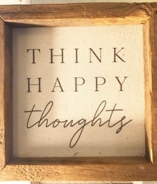 available at m. lynne designs Think Happy Square Wood Framed Quote