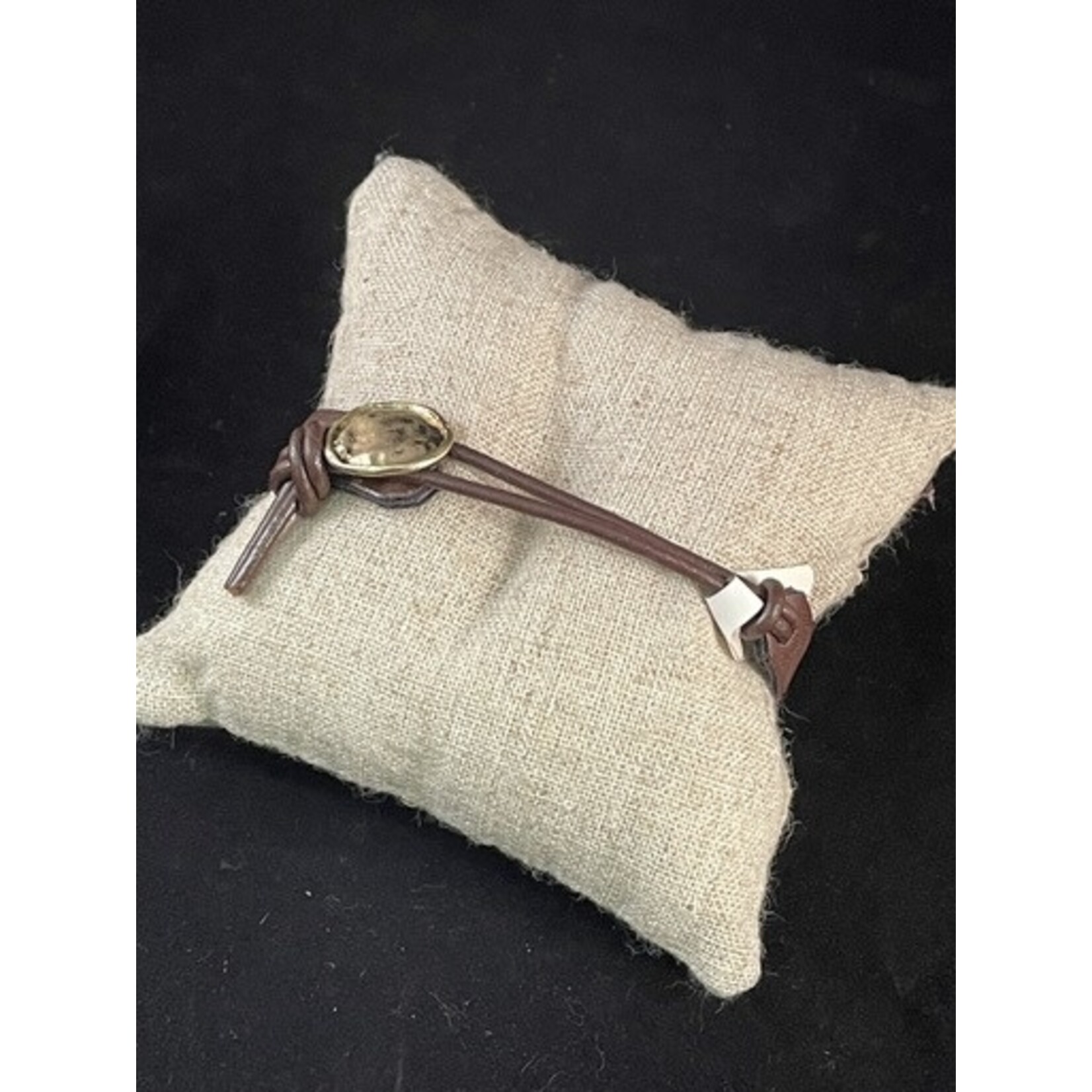 m. lynne designs turquoise cross and leather cuff
