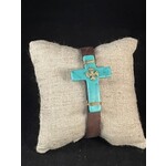 m. lynne designs turquoise cross and leather cuff