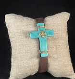 available at m. lynne designs Turquoise Cross and Leather Cuff