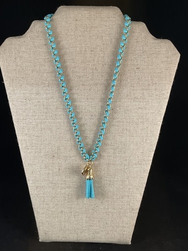 available at m. lynne designs Turquoise Lady Luck Tassel Necklace