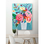 m. lynne designs turquoise vibrant flowers canvas