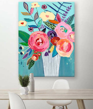 available at m. lynne designs Turquoise Vibrant Flowers Canvas