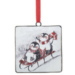 m. lynne designs two penguins sledding ornament