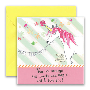 curly girl Unicorn Card