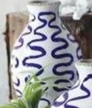 available at m. lynne designs Wavy Blue Stripe Ceramic Vase
