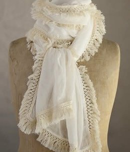 natural life White and Cream Scarf