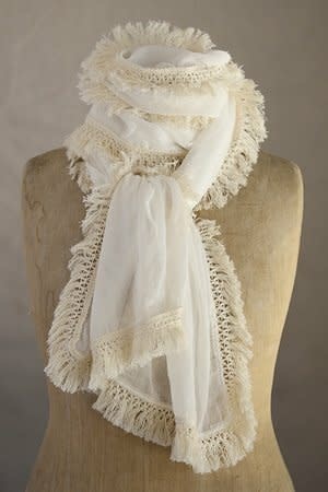 natural life White and Cream Scarf
