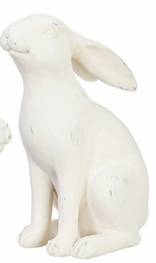 available at m. lynne designs White Antiqued Bunny, Sitting Up