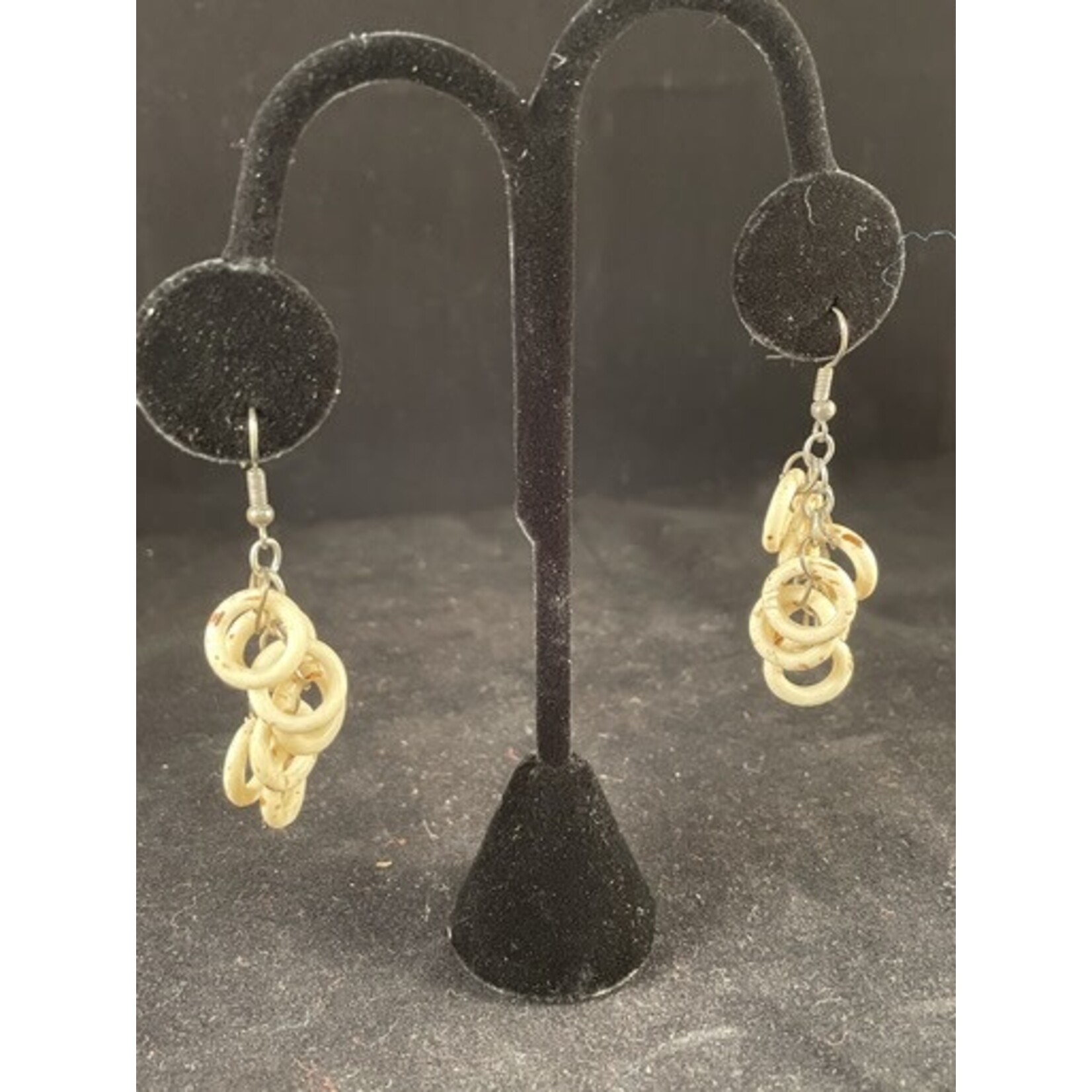 m. lynne designs white beaded earrings