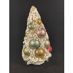 m. lynne designs white bottlebrush tree with vintage ornaments