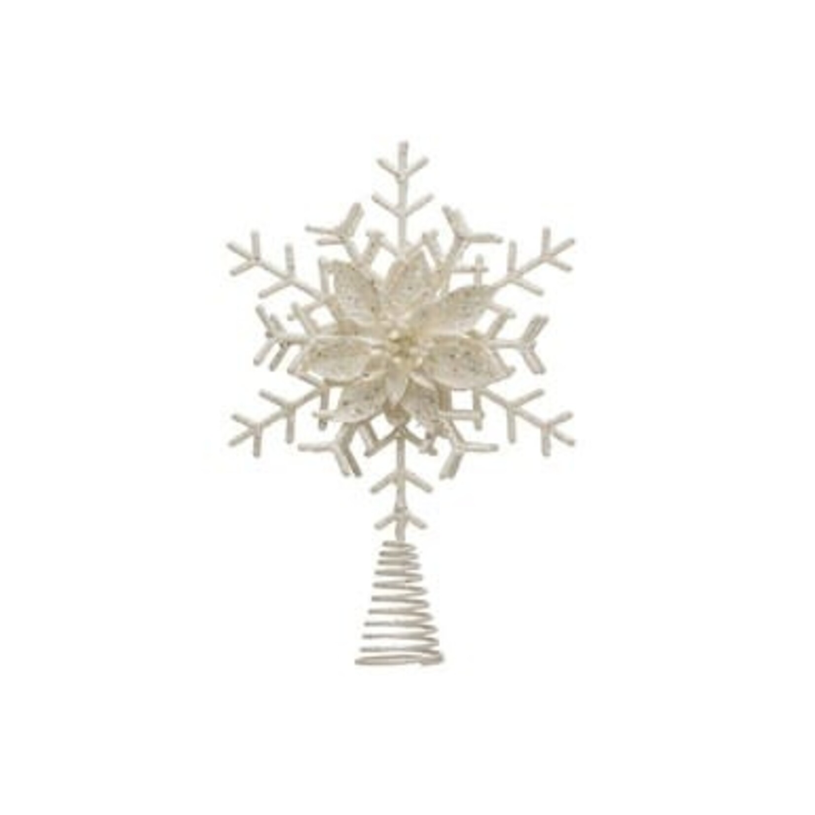 m. lynne designs white snowflake with glitter tree topper