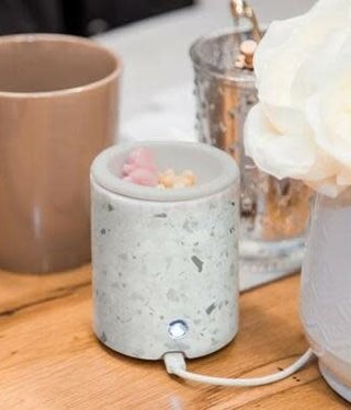 happy wax White Terrazzo Travel USB Warmer